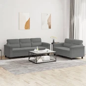 Sofa Sofos komplektas su pagalvėlėmis, 2 dalių, pilkas, audinys kaina
