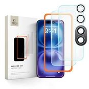 Tech-Protect Grūdintas stiklas TECH-PROTECT SUPREME SET 3-PACK IPHONE 16 CLEAR kaina