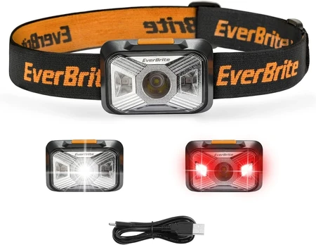 EverBrite LED prožektorius ant galvos, USB-C įkraunamas, 200 lm, 4 režimai, E061081