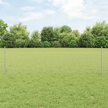 šešiakampė tvora su 11 U stulpelių Sidabrinė 0.5x25 m plienas