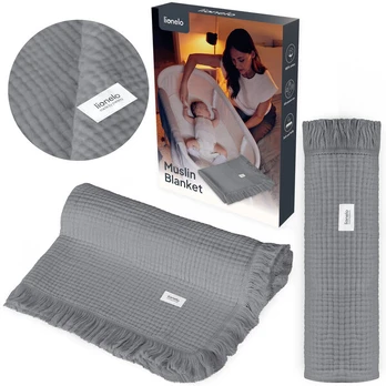 Muslino pledas Lionelo Muslin Blanket Dove Grey, Grey Dove
