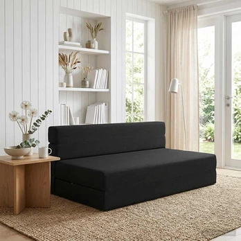 Sulankstomas Sofas-Lova Juodas 203 x 152 x 15 cm audinys