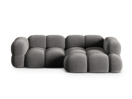 Velvet Right Corner Sofa, "Loretto", 3 Seats, 250x147x68 Made in Europe