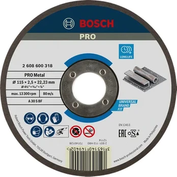 Metalo pjovimo diskas BOSCH, 115x22x2,5 mm