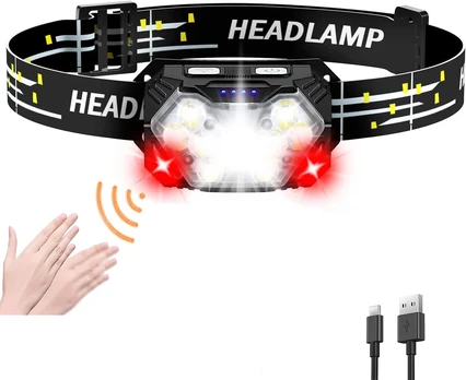 SENDALE įkraunamas LED galvos žibintas 5000 lm USB-C td08