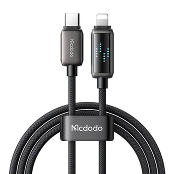 Mcdodo CA-2630 USB-C ir Lightning kabelis, 36 W, LED ekranas, 1,2 m