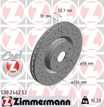 Stabdžių diskas ZIMMERMANN 530.2462.52