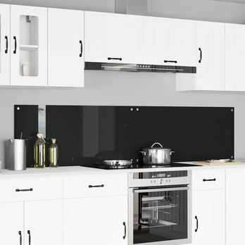 Virtuvės užpakalinė plokštė 2 pcs Juoda 110 x 50 cm