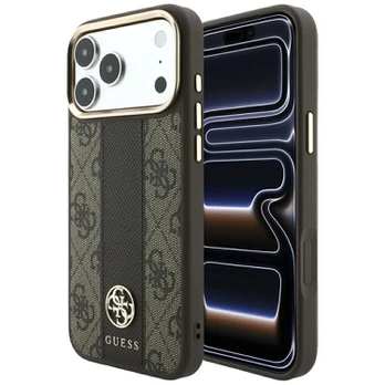 Dėklas Guess 4G with Stripe Round and Classic Logos MagSafe do iPhone 18 Pro Max / 17 Pro Max ruda