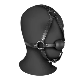Ouch By Shots Head Harness with Solid Ball Gag - Juodas