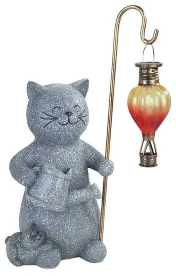 Maximex Solar lamp cat with glowing LED balloon, 26.5 x 16 cm