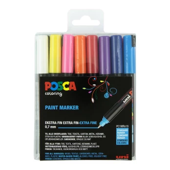Posca - PC1MR - Extra Fine Tip Pen - Basic Colors, 16 pc /Arts and Crafts /16