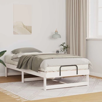 Lovos rėmas su neštuvais Balta 75 x 190 cm Pušies masyvas