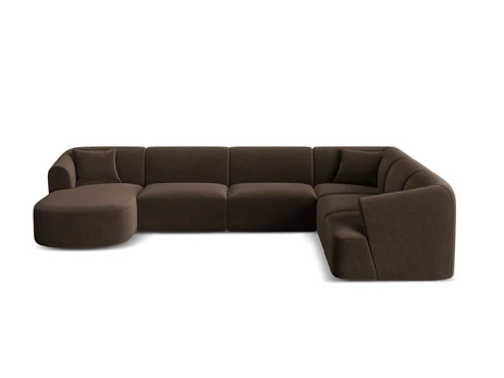 Velvet Modular Panoramic Right Corner Sofa, "Campi", 7 Seats, 330x255x70 Made in Europe