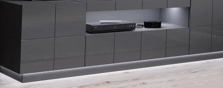 Cama LED apšvietimas RTV spintelė REJA balta kaina