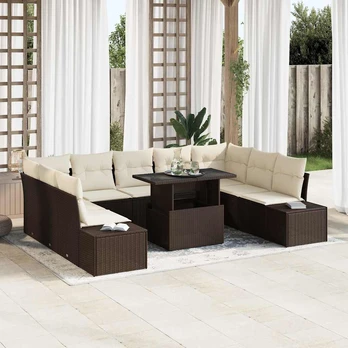 Sodo sofas rinkinys 10 dalių Kreminė