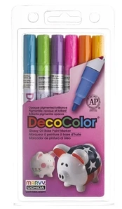 Flomasteriai Marvy DecoColor, vienpusiai, 6 vnt.