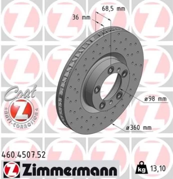 Stabdžių diskas ZIMMERMANN 460.4507.52