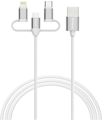 Kable Verbatim Sync & Charge USB-A do Micro-B, USB-C, Lightning essentials 18W balta 32394