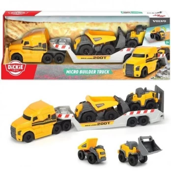 Žaislinis Volvo sunkvežimis - vilkikas 32 cm su ekskavatoriumi ir savivarčiu Dickie