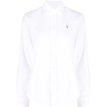 Marškiniai ilgomis rankovėmis moterims, Balta, Long sleeve button front shirt