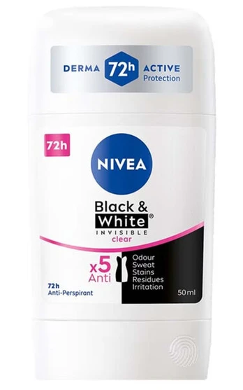 Pieštukinis antiperspirantas Nivea Black&White Invisible clear, 2 vnt.