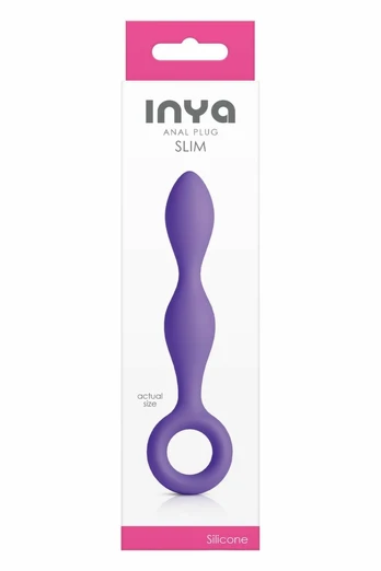 INYA Slim Purple Silicone Plug with Finger Ring 12.7cm