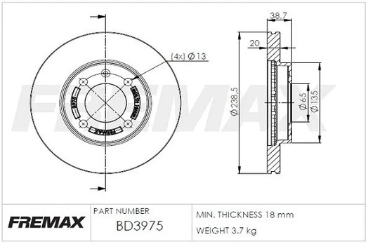 Stabdžių diskas FREMAX BD-3975