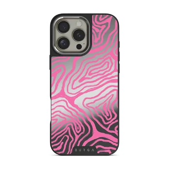 Pink Shores - iPhone 16 Pro Case, Elite Mirror Dark (MagSafe) / Silver