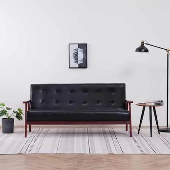 Trivietė sofa, juoda