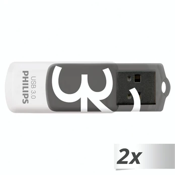 USB laikmena Philips 32gb Usb 3.0 atmintukai, 2 vnt., Shadow Grey