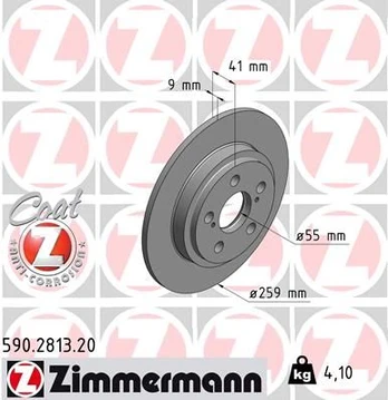 Stabdžių diskas ZIMMERMANN 590.2813.20
