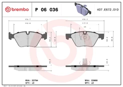 Stabdžių trinkelių rinkinys, diskinis stabdys BREMBO P06036 kaina