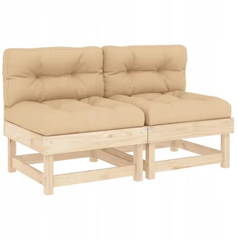 Modulinė sodo sofa Rustikalna, pušies masyvas, smėlio spalvos pagalvėlės