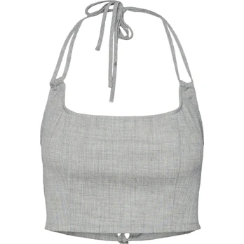 Palaidinės moterims, Pilka, PCFILINE STRAP TOP D2