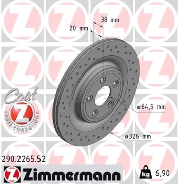 Stabdžių diskas ZIMMERMANN 290.2265.52
