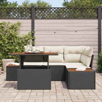 sodo sofa komplektas 5 dalių rinkinys Juoda Ratano