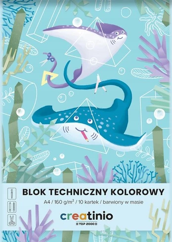 Creatinio techninis blokas A4, 10 lapų, spalvotas