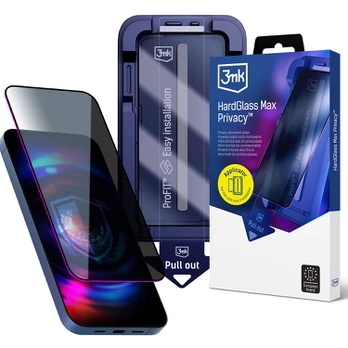9H tempered glass with 3mk HardGlass Max Privacy filter for Apple iPhone 14 Pro