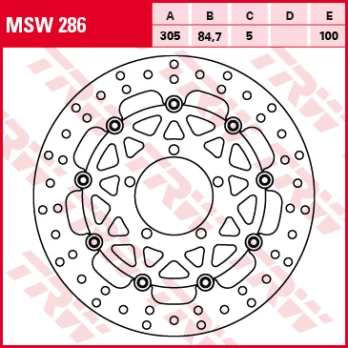 Stabdžių diskas MSW286 Priekis plaukiojantis TRW 305/84,7/5mm/100mm