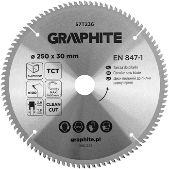 Graphite Diskinio pjovimo diskas, Widia, 250 x 30 mm, 100 dantų, aliuminio