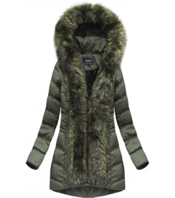 QUILTED HOODED JACKET KHAKI (W749-1) striukė