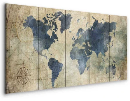 Artgeist Paveikslas - Retro Map (5 Parts) Narrow