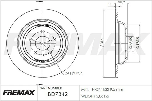 Stabdžių diskas FREMAX BD-7342