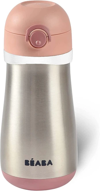 BEABA METALINĖ GERTUVĖ NUO 18 MĖN.,350 ML, OLD Rožinis