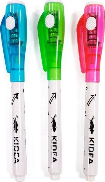 Rožinis šnipų rašiklis su Uv Led lempute