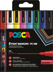 Posca - Fine Tip Pen - Basic Colors, 8 pc (401659) kaina