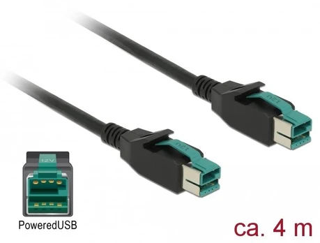 Delock PoweredUSB Kabelis Stecker 12 V > PoweredUSB Stecker 12 V 4 m für POS