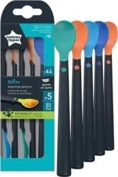 Šaukštelis Tommee Tippee Softee 44719610, 4 mėn., silikonas, 5 vnt., įvairių spalvų kaina