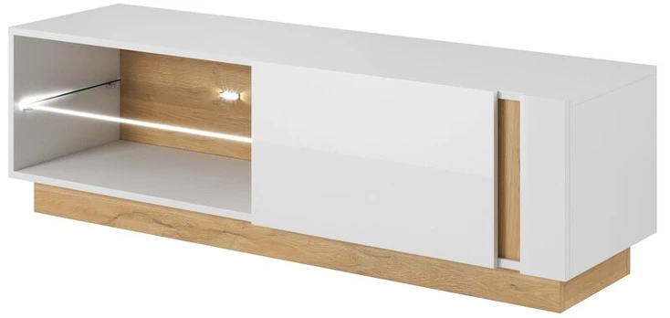 TV staliukas Arco 138, baltos/ąžuolo spalvos